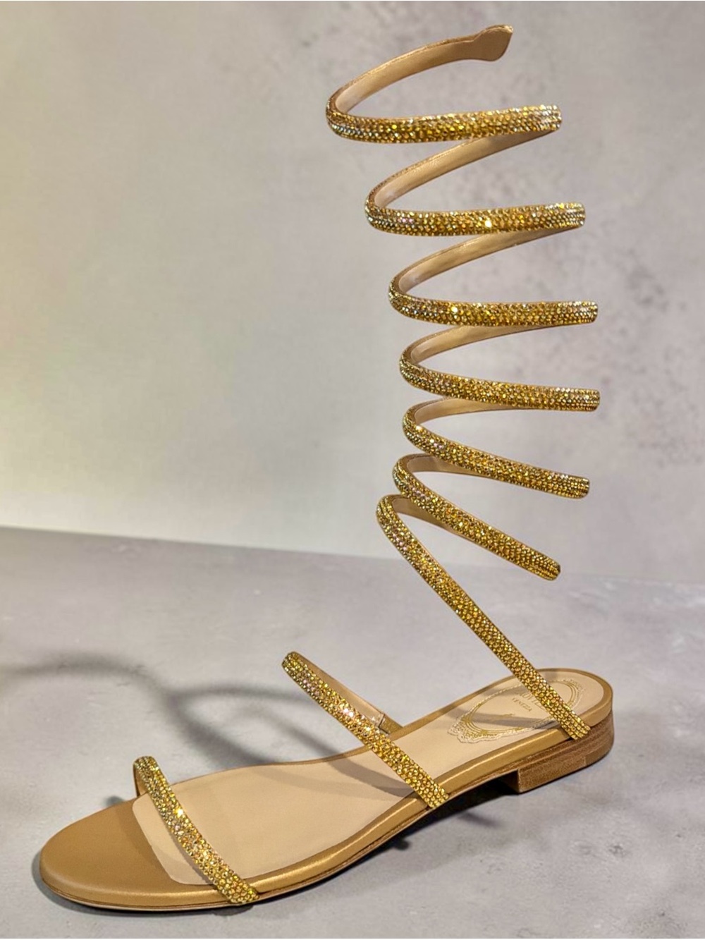 Rene Caovilla Supercleo Jeweled Crystal Flat Sandals